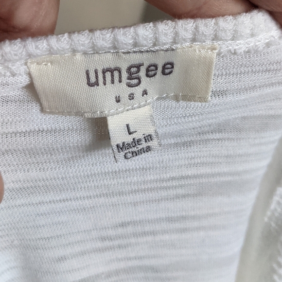 Nwot Umgee Mixed Fabric White Tunic Tee Shirt L - Picture 10 of 13